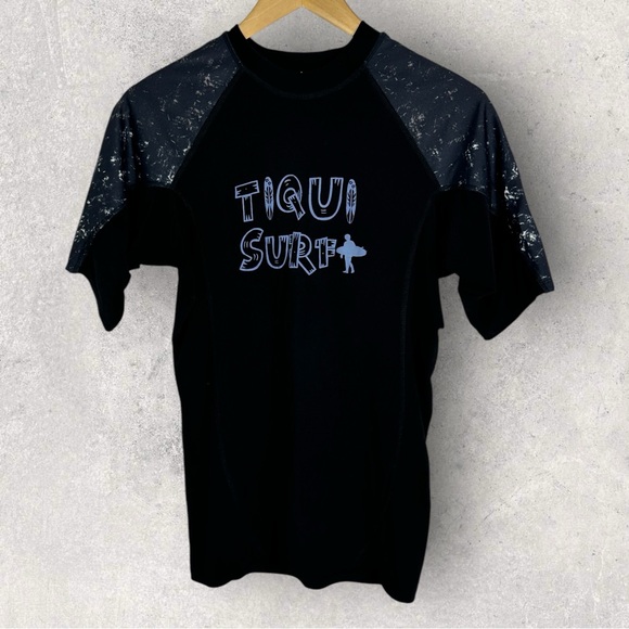 Tiqui Surf Academy Rash Guard Black Short Sleeve Crew Neck Womens‎ Size Medium M - Picture 2 of 12